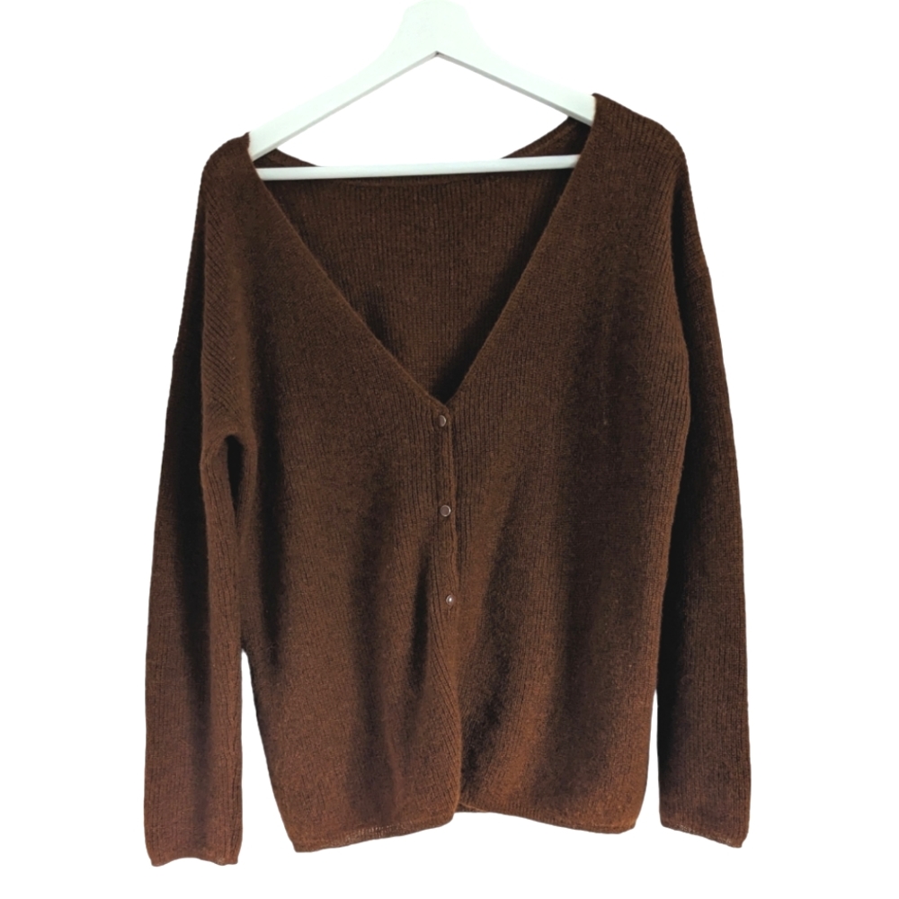 SEZANE Barry Alpaga cardigan jumper in color Moka size Small - Picture 4 of 8